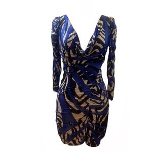 True Light USA Blue White & Black Print Dress With Cut Out Back
Size S